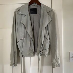 All Saints grey suede biker jacket